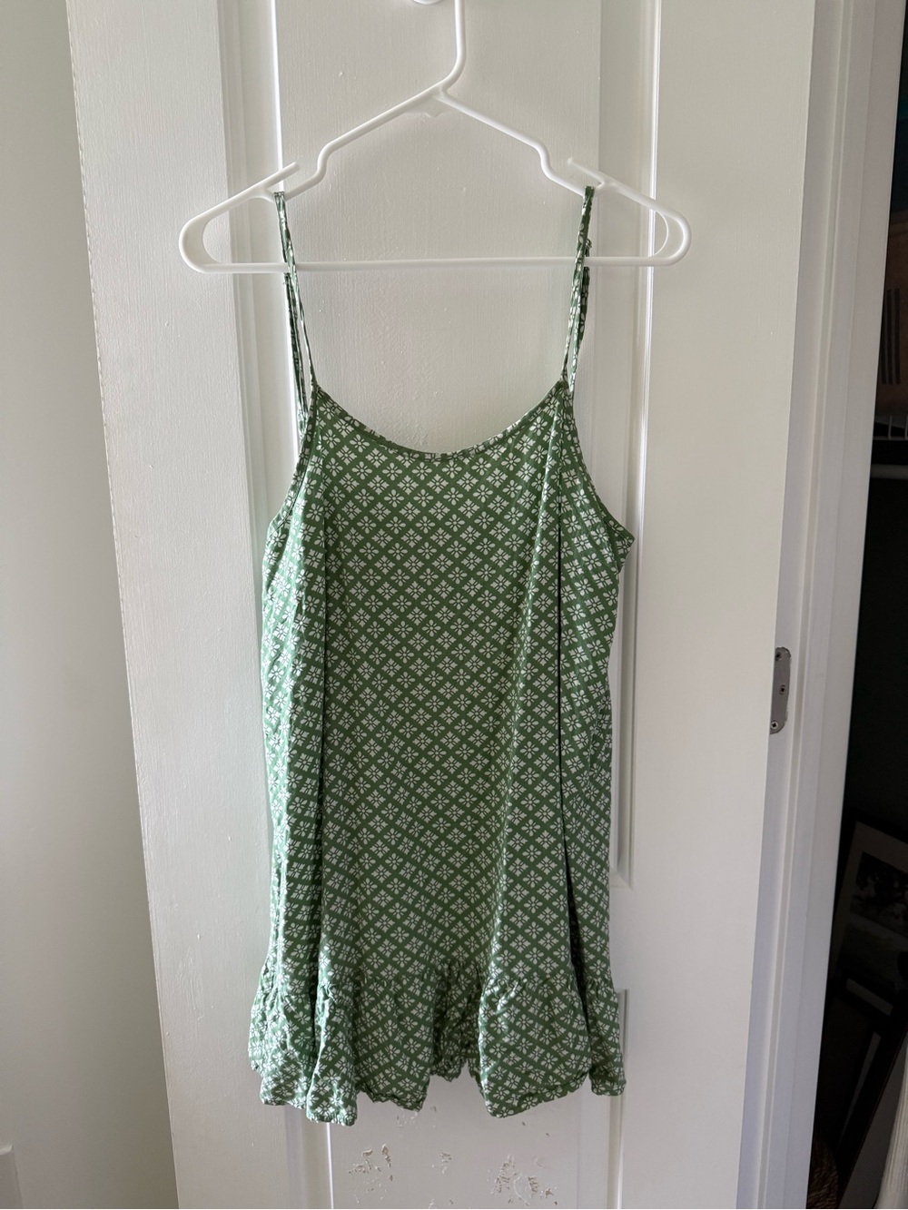 Rhythm Green and White Printed Scoop Neck Top